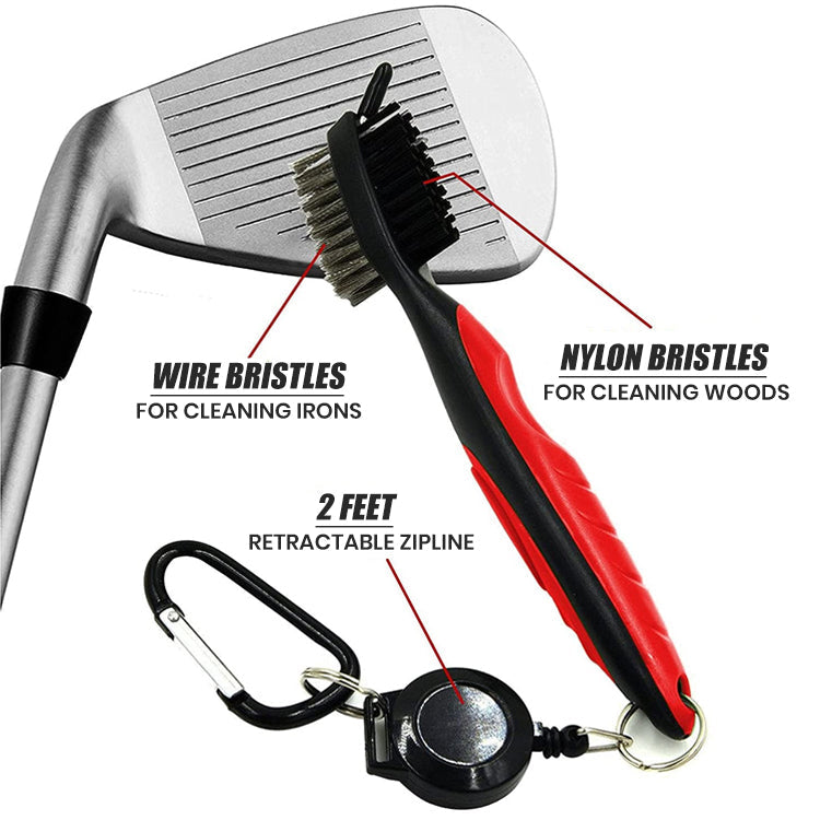 Golf Club Brush Double Sided Dust Cleaning Groove Cleaner with